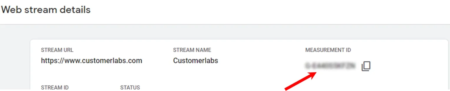 This image highlights the web stream details like url, name, and measurement ID that has to be copied