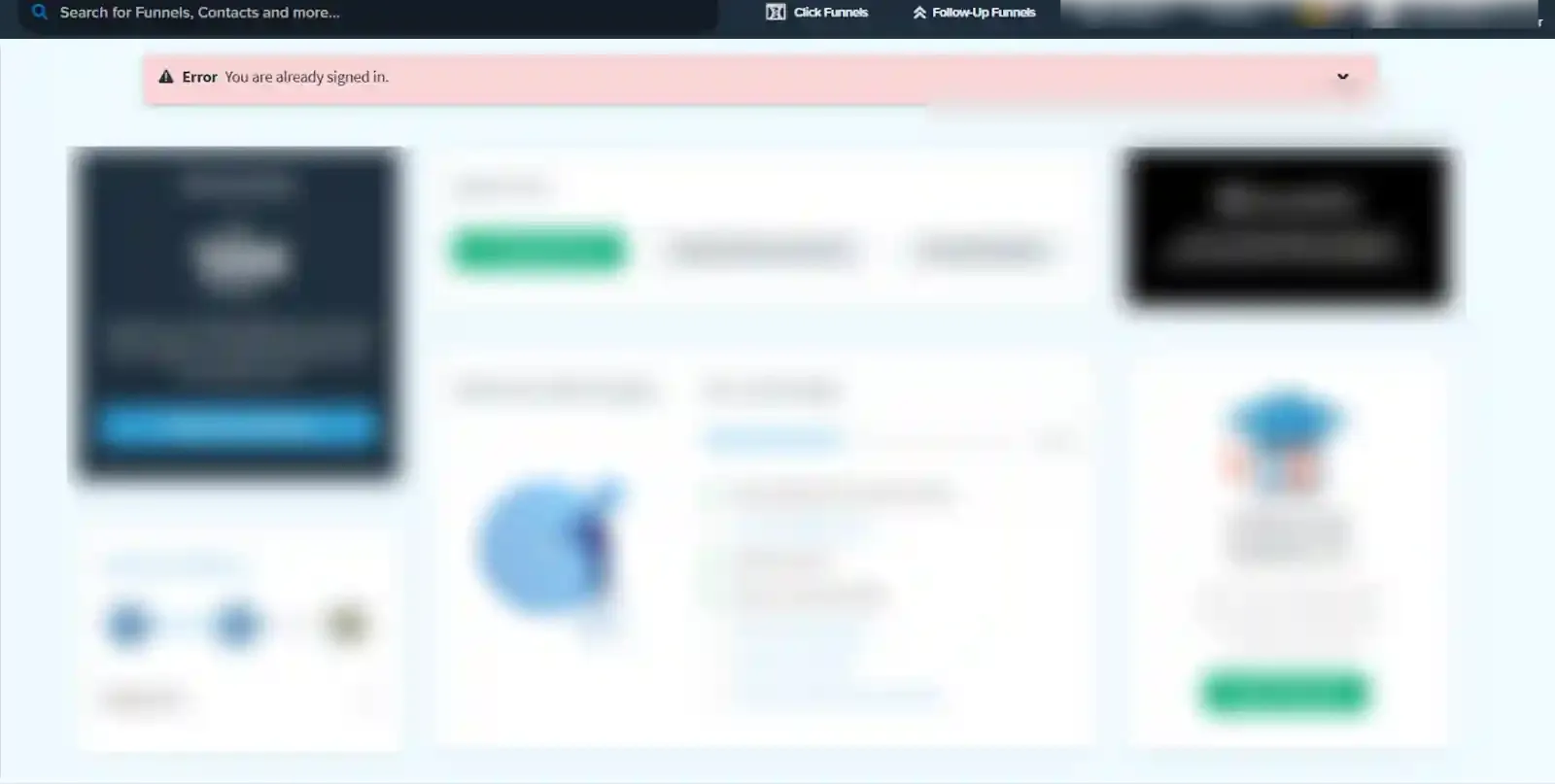 ClickFunnels Funnels menu showing available funnels