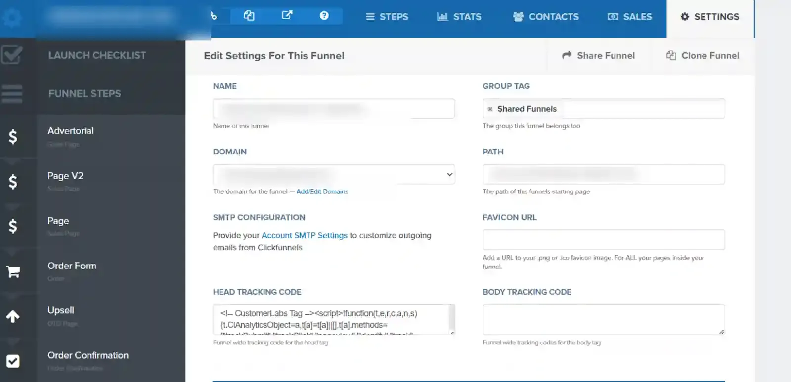 Event tracking code added to the Order Form funnel step in ClickFunnels