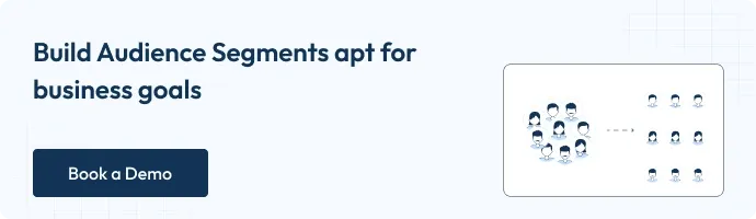 This is a banner image with the text " Build audience segments apt for business goals" - Book a demo
