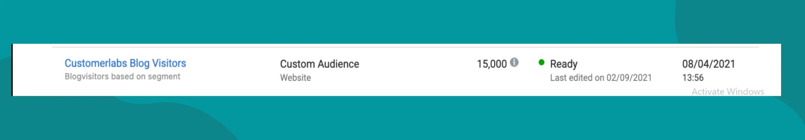 Banner promotes that the after custom audience is 15000