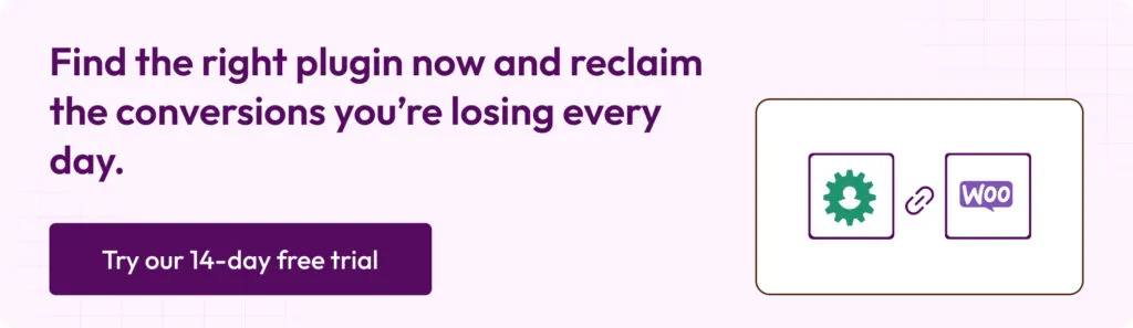 Promotional banner urging users to choose the right WooCommerce tracking plugin to recover lost conversions, with icons linking CustomerLabs and WooCommerce.