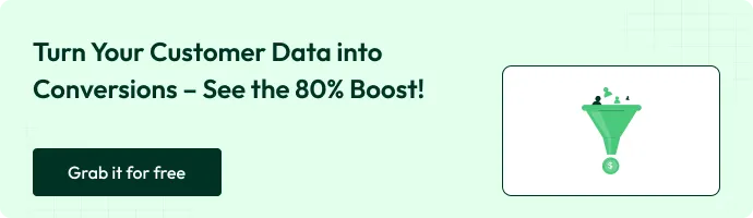 Banner promoting data-driven conversions with an 80% boost using customer insights. Includes a funnel icon and a button reading ‘Grab it for free’.