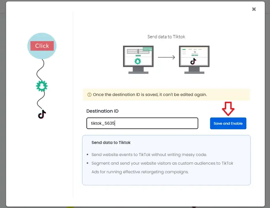 Enter Destination ID and Save and Enable