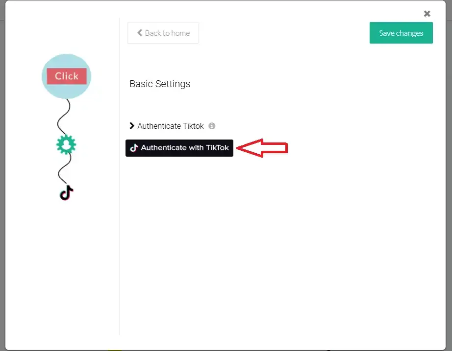 Click Authenticate with TikTok