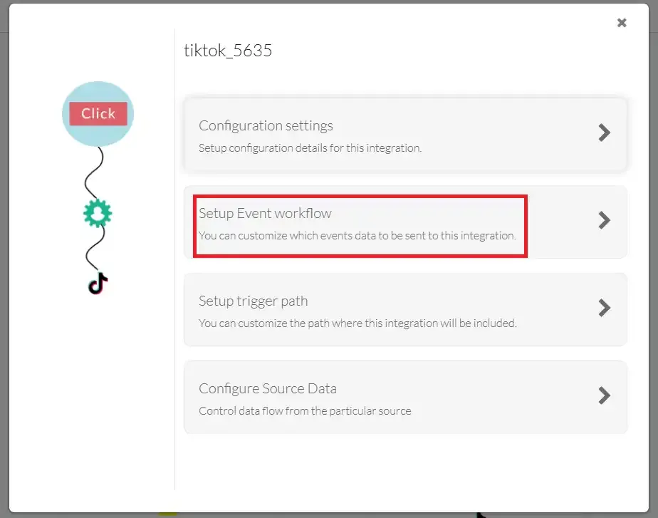 Click Setup Event Workflow