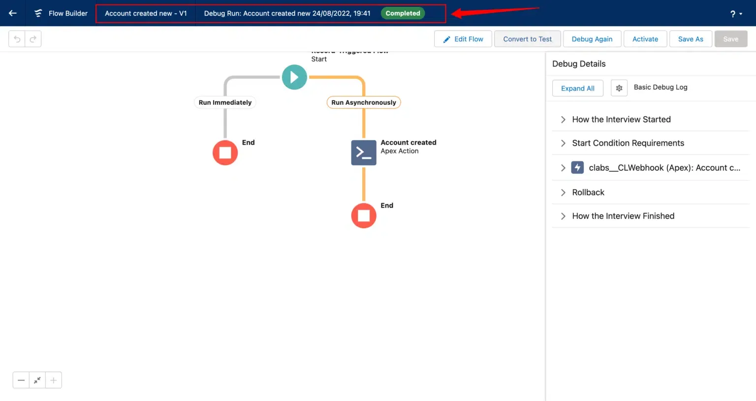 Action configured with recordIdString value