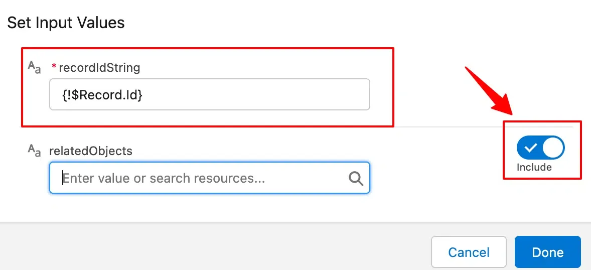 Flow configuration for related objects