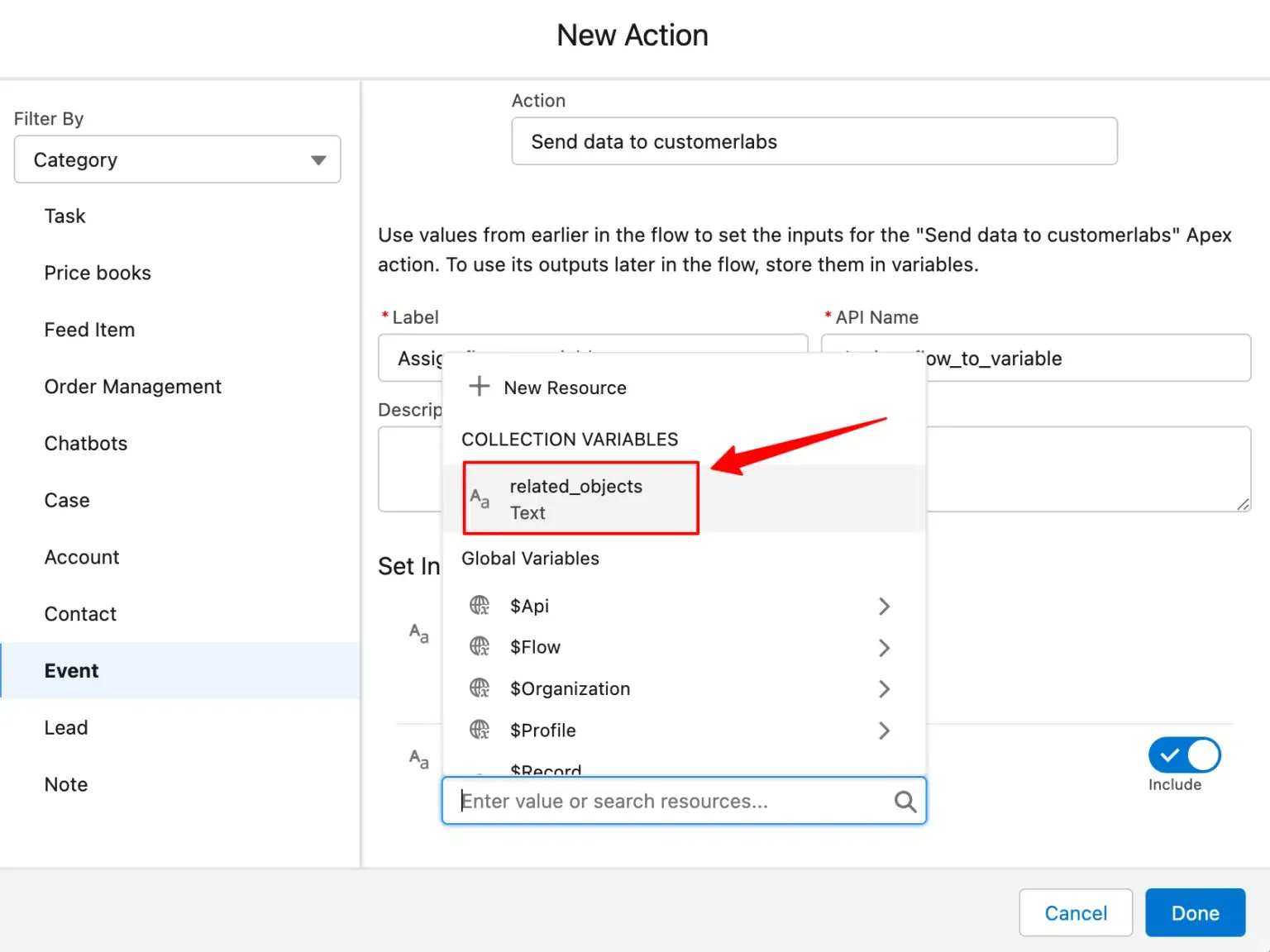 Flow configuration for related objects
