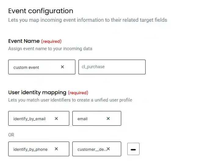 Event name configuration