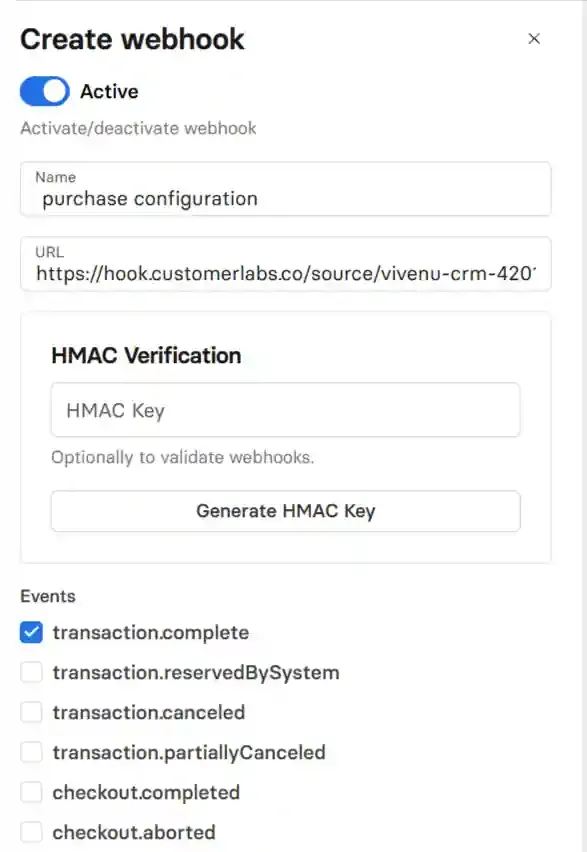 Configuring the webhook in Vivenu CRM