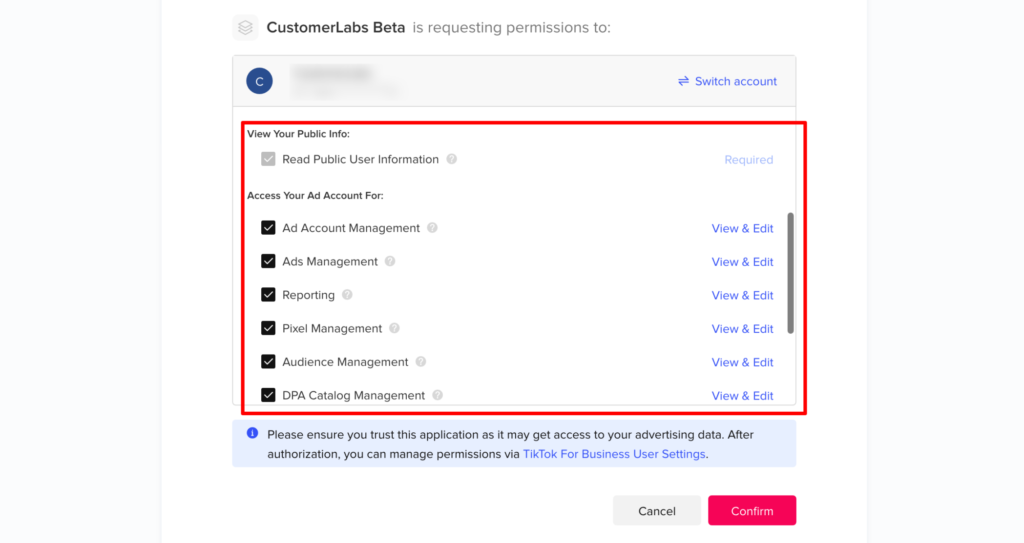 Customerlabs beta is requesting permission