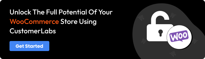 The CTA with the text Unlock the full potential of your WooCommerce Store using CustomerLabs. Get Started