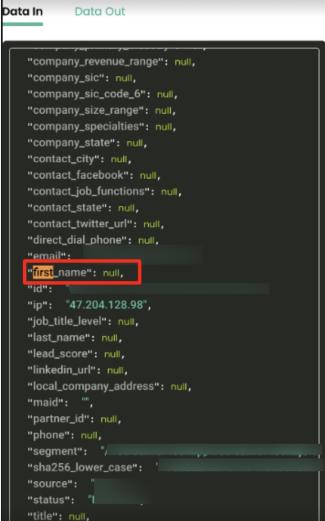 the format of data that customerlabs accepts in the system