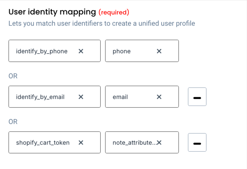 system screenshot of adding user identifiers for identifying the users.