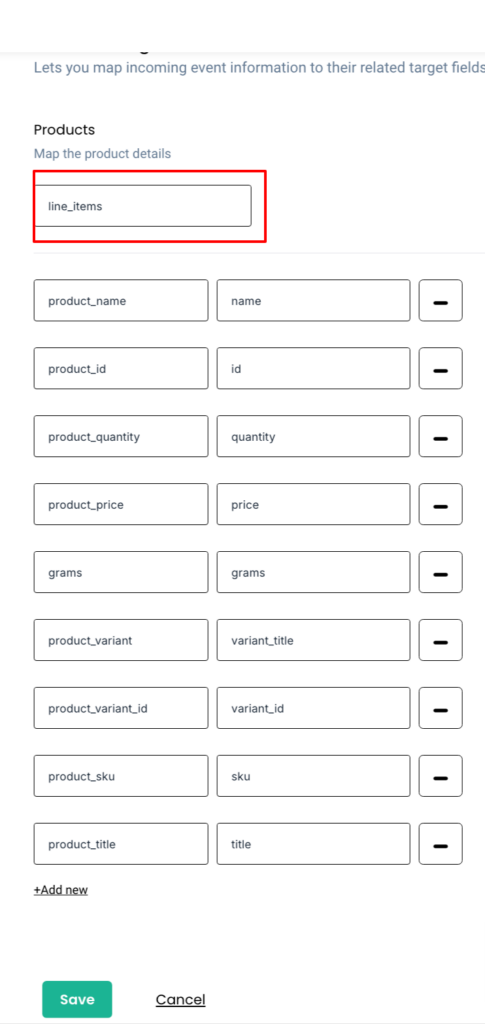 product details that is important for facebook to identify and match