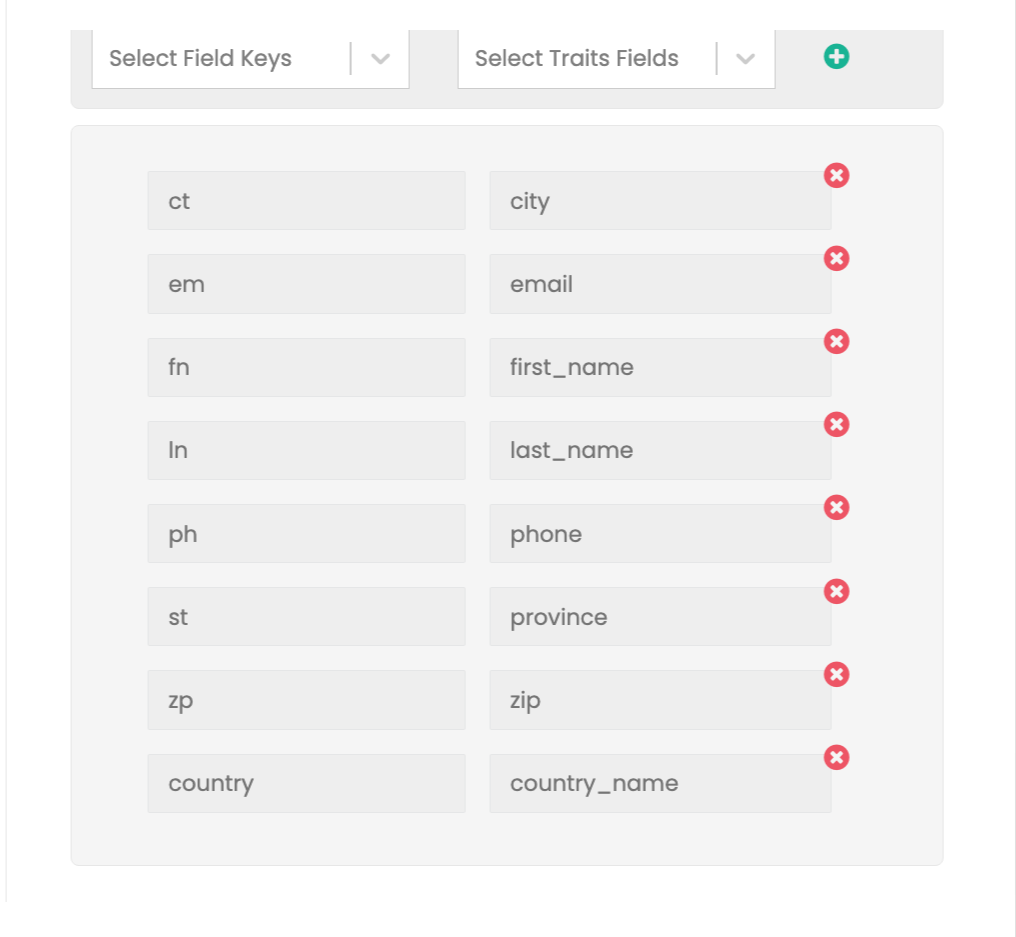 facebook key mapping which will help send accurate information.