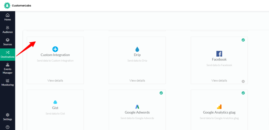 Accessing the Customerlabs Integration Settings