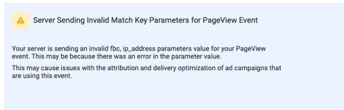 sever sending invalid match key parameters for pageview event