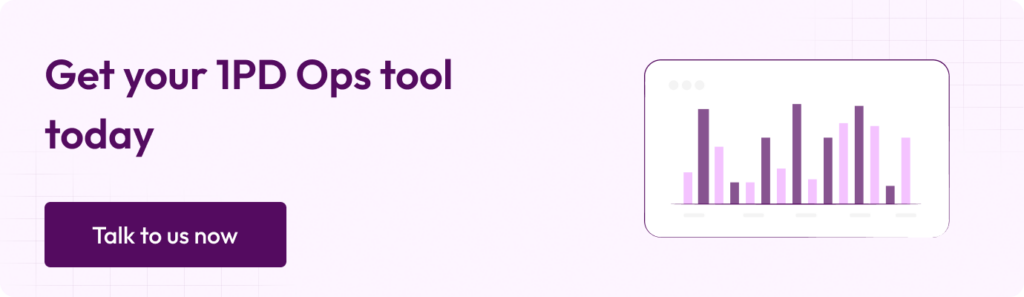 CTA with the text Get your 1PD Ops tool today. Talk to us now